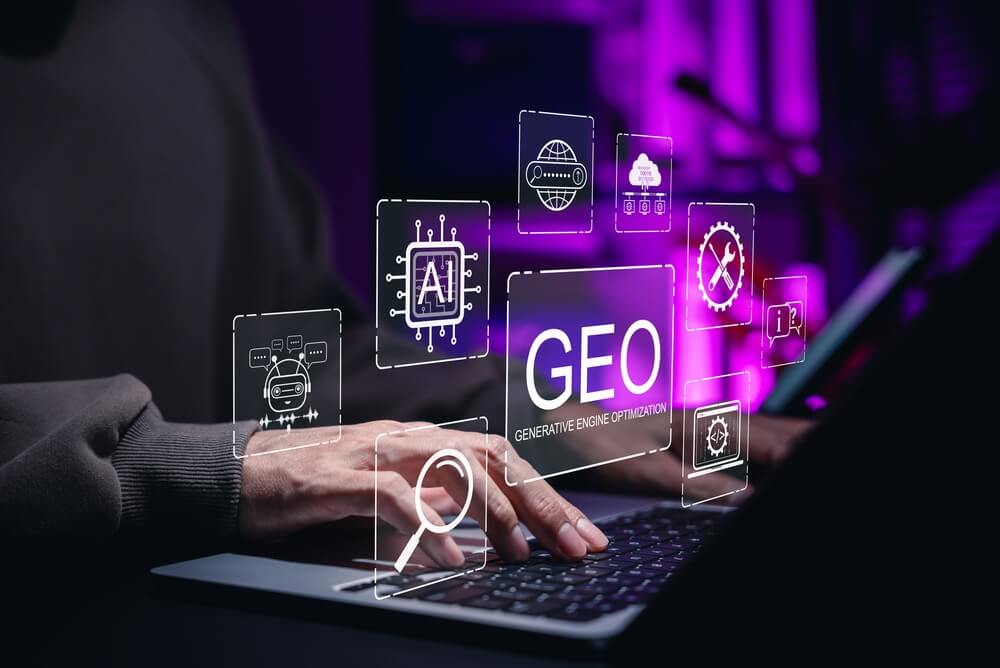 Digital marketing concept featuring GEO strategy.