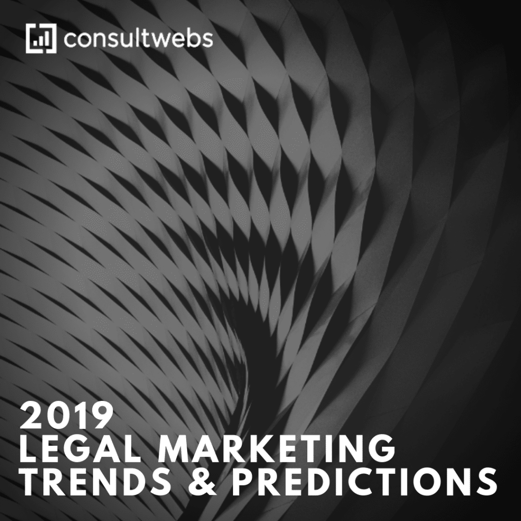 2019 Legal Marketing Insights: Abstract Vortex Design with Consultwebs Logo.
