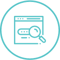 Illustration of modern online advertising icons including SEO, PPC, social media, and analytics symbols.