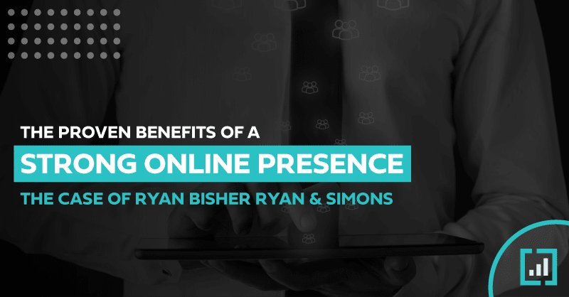 Professional discusses online presence benefits in a webinar, highlighting Ryan Bisher Ryan & Simons case study.