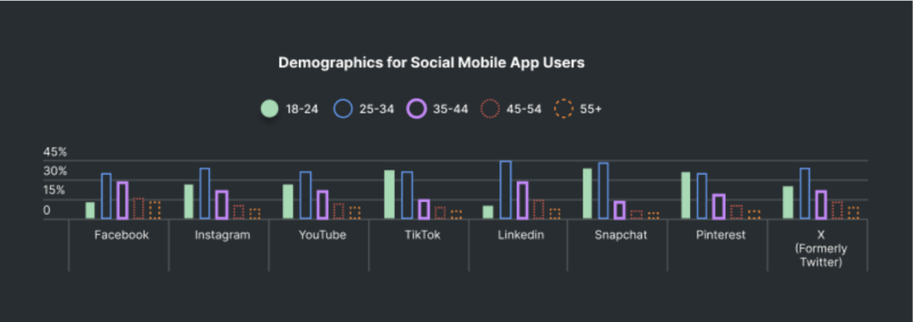 Demographics for social mobile app users.