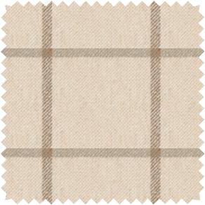 A swatch of Highland in Driftwood shows the loose check pattern and warm colors that make it ideal as nursery curtains