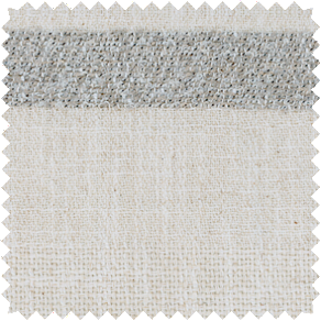 A swatch of Victoria Hagan's Lily in Silver shows the soft grey stripe for contemporary dining room curtain ideas