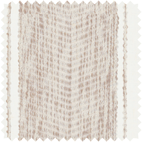 A swatch of Martyn Lawrence Bullard's Nomad Stripe in Sand shows a ticking stripe in a warm sandy color